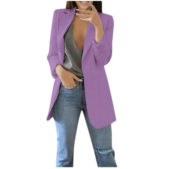 Lindreshi Womens Plus Size Blazers on Women Winter Long Sleeve Office Coat Cardigans Suit Long Jacket
