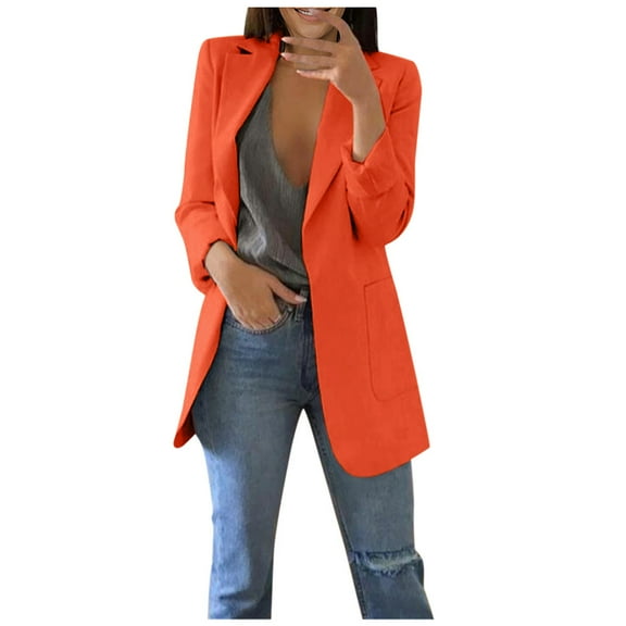 Lindreshi Womens Plus Size Blazers on Women Winter Long Sleeve Office Coat Cardigans Suit Long Jacket