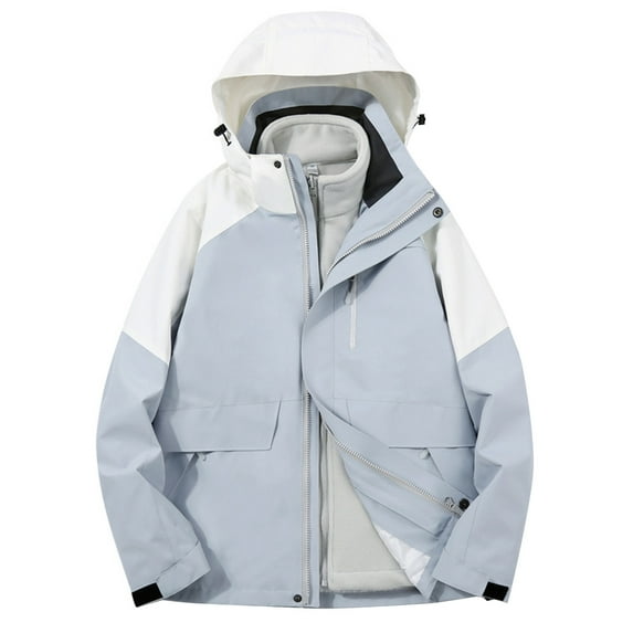 Spring Savings Clearance Lindreshi Womens Shackets Coat in Clothing Clearance Women Detachable Cap and Windproof Thick Three-in-one Jacket Outdoor Sports Warm Jacket