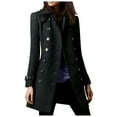 thumbnail image 1 of Spring Savings Clearance Lindreshi Womens Shackets Coat in Clothing Clearance Women Fashion Long Sleeve V-Neck Woolen Overcoat Solid Color Button Overcoat, 1 of 6