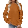 thumbnail image 1 of MaFYtyTPR Women's Sweatshirts Fall Winter Casual Solid Color Long Sleeves Round Neck Pullover Loose Sweatshirt Tops Brown L, 1 of 5