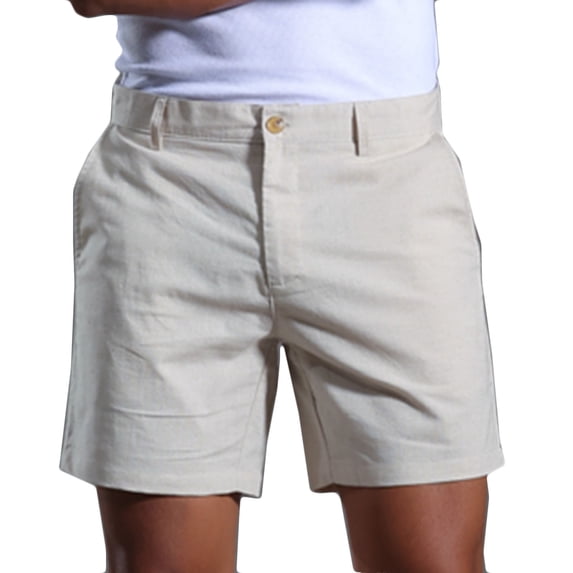 Npasoilc Athletic Gym Shorts for Men Cotton and Linen Button Zipper Solid Color Casual Workout Shorts with Pockets