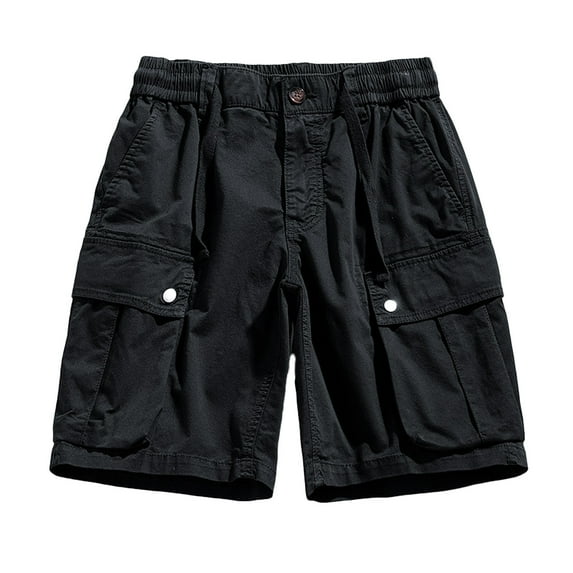 Spring Savings Clearance! Npasoilc Hiking Cargo Shorts for Men Cotton Button Zipper Lightweight Travel Athletic Solid Color Workout Shorts with Multi Pockets