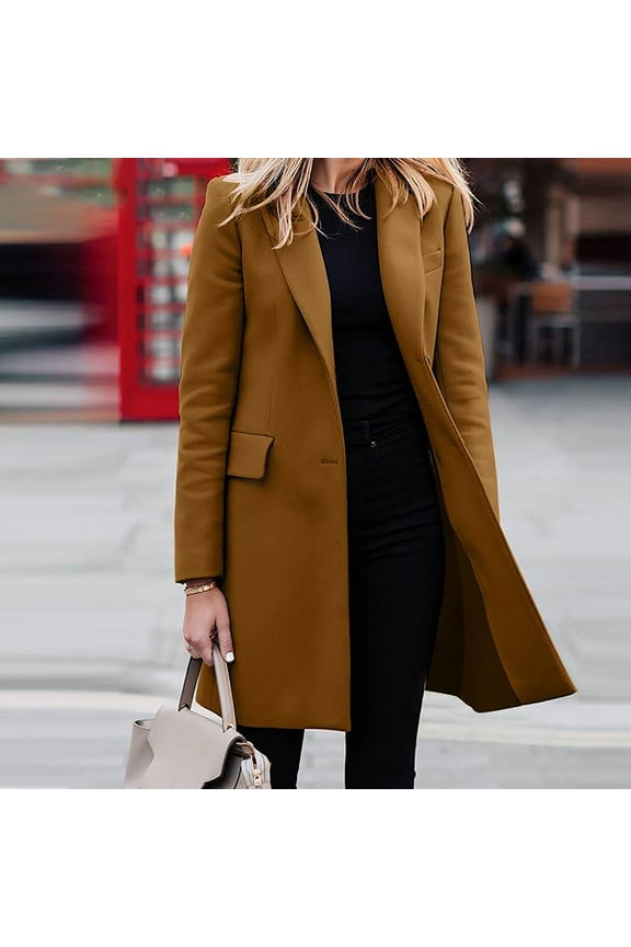 Spring formal Long Trench Coats for Women Plus Size, Spring Jackets for Women,Plus Size Business Attire for Women Long Sleeve Single Breasted Slimming Suit Spring Coats