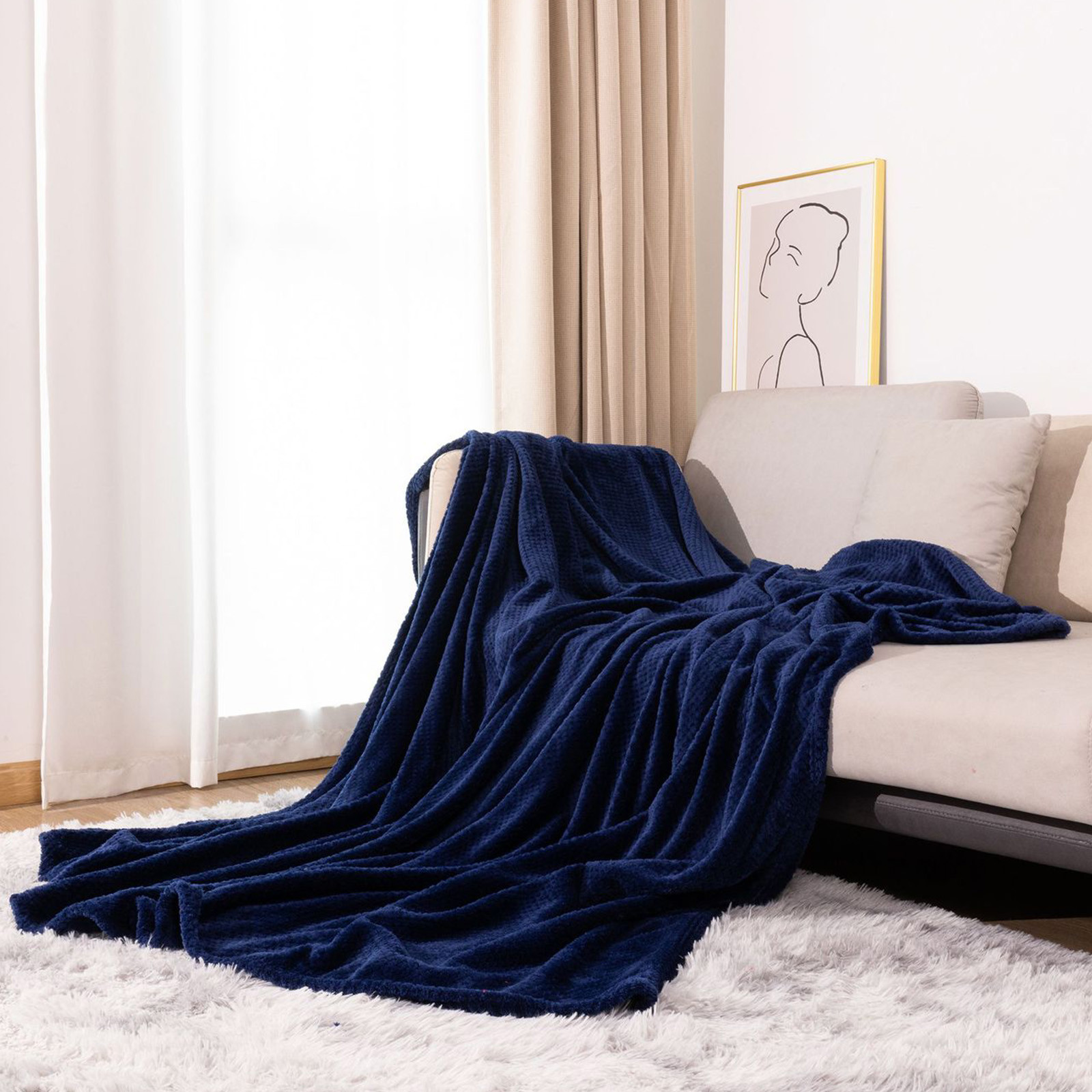 Spring Savings Clearance items Home Deals RBCKVXZ Throw Blanket Lightweight Plush Fuzzy Cozy Soft Blankets and Throws for Sofa 43x59 Inches Blue Home Decor on Clearance Walmart