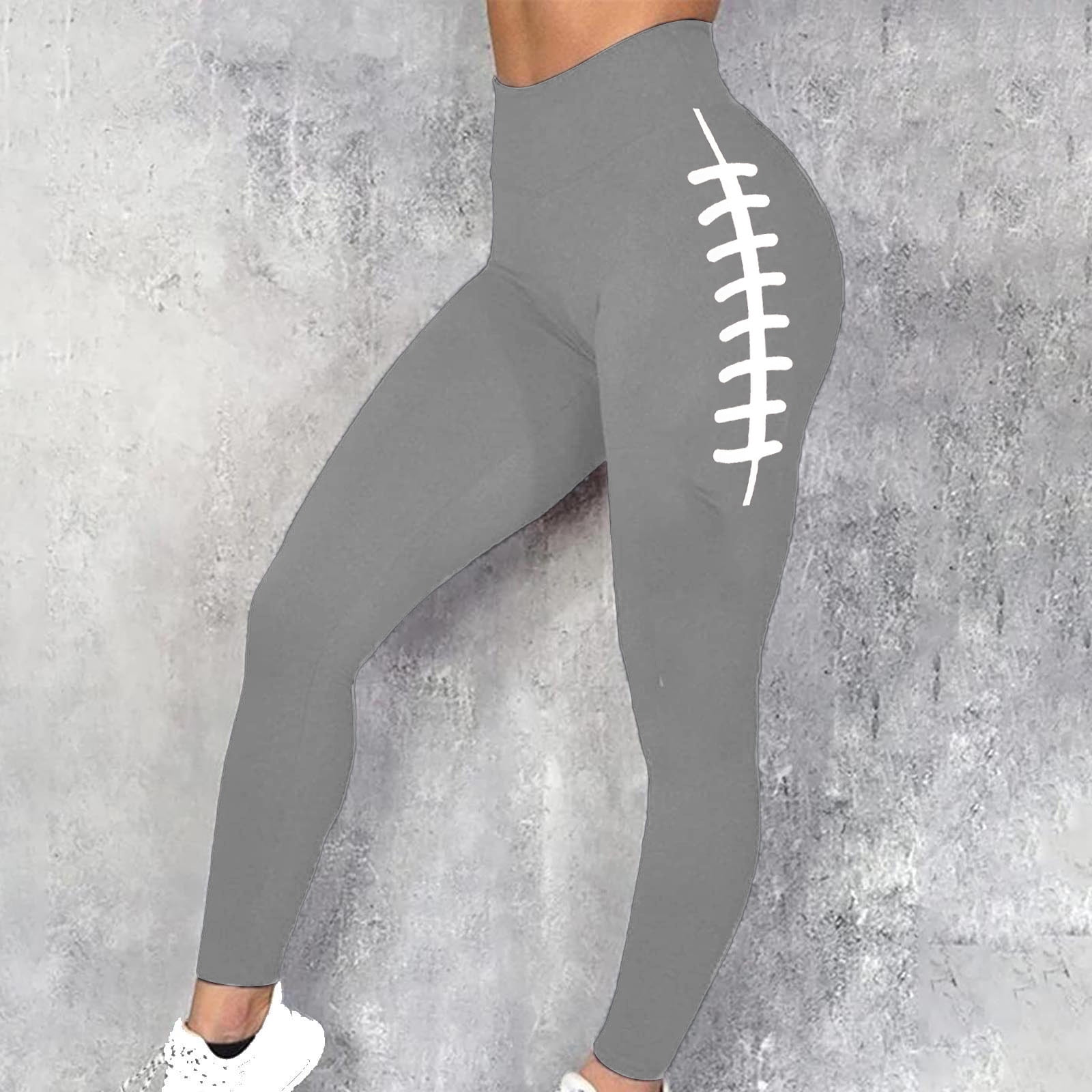 Christmas Deals 2023!Compression Leggings For Women Plus High Waist,Women  Black Football Tights Plus Size Tummy Control Leggings,Game Day Pants Women  Casual Sports Pants Stretch Workout Tights 