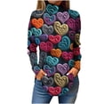 thumbnail image 1 of Spring Savings!DianGeFu Womens Long Sleeve Shirts Plus Size Plus Size Winter Tees V-Neck Save Up under 50%,Women Off Shoulder Sleeves Long Sleeve Printed High Neck Top T-shirt,Purple,L, 1 of 4