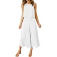 thumbnail image 1 of Spring Savings GaThRRgYP Lounge Sets for Women,Women's Cotton and Linen Round Neck Sleeveless Shorts,Top,Widened Leg Pants,Long Pants Set, 1 of 6