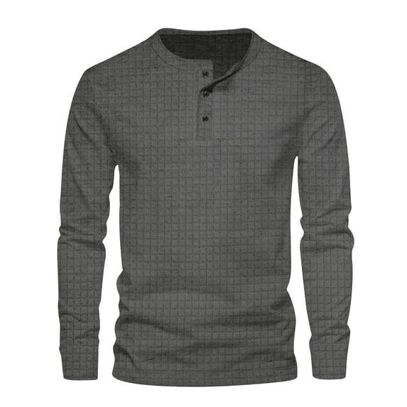 Spring Savings GaThRRgYP Mens Tops Clearance $5,Men Fashion Plaid Casual Solid Round-Neck Long Sleeve with Blouses Shirts