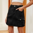 thumbnail image 1 of GaThRRgYP Women Cargo Mini Skirt Low Waist,Women's Elastic Waist Workwear Pocket Denim Short Skirt Half Skirt, 1 of 6