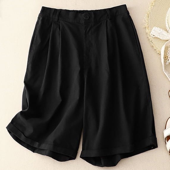 Spring Savings!GaThRRgYP Womens Pants Clearance,Women's Solid Color Casual High Waisted Oversized Short Pants