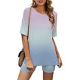 thumbnail image 1 of LEBONYARD Womens Shorts,Women's Shorts for a Casual and Comfortable Outfit,,Women Fashion Round Neck Blouse Short Sleeve Tops Shorts Casual Suit Sets, 1 of 3