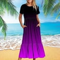 thumbnail image 1 of Spring Savings GaThRRgYP Womens Short Dresses Deals,Women's Summer Casual Short Sleeve Crewneck Dress Casual Flowy Tiered Maxi Beach Dress with Pockets Gradient Print Dress, 1 of 7