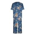 thumbnail image 1 of GaThRRgYP Tops for Women Trendy,Womens Tops Short Sleeve Pullover,Women's Printing Round Neck Short Sleeve Sleepshirt and Pants Sets Loungewear Pajamas with Pockets, 1 of 8