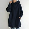thumbnail image 1 of Spring Savings Idoravan Hoodies for Women Winter Women's Solid Color Hoodie Zipper Long Sleeve Sweatshirts Long Coat Tops with Pockets Dark Blue XXXXL, 1 of 9
