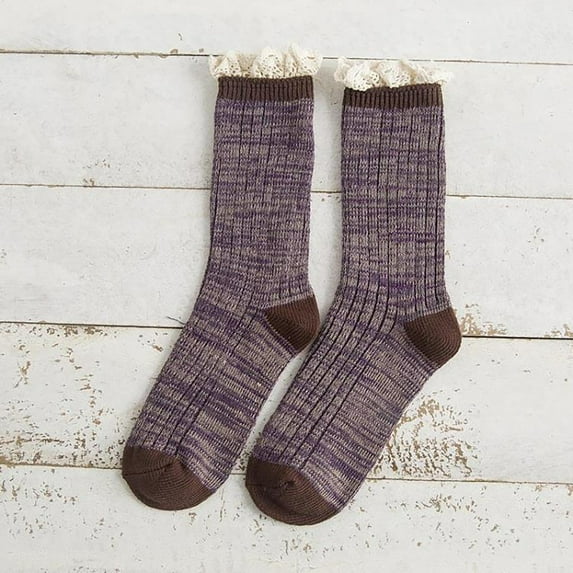 Spring Savings Idoravan Winter Socks for Women Winter Women Socks Middle Tube forestry Mori Lace Stocking