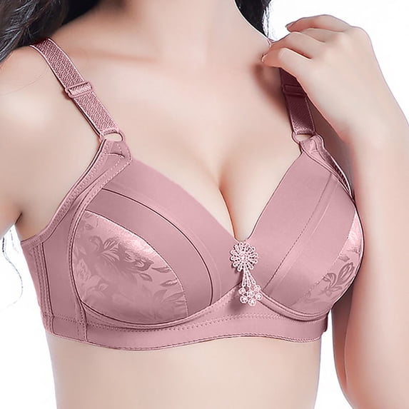 Spring Savings Idoravan Wireless Bras for Women Clearance Women Bras Plus Size Behind Buckle Comfortable Breathable Exhaust Base Non-Steel Ring Underwear Wine XL