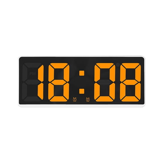 Summer Savings! Outoloxit Digital Alarm Clock Simples LED Large Digital Display Fashion Alarm Clock Fully Functional Desktop Bedside Study Kitchen Clock White Frame, Orange
