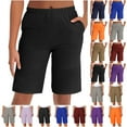 thumbnail image 1 of Spring Savings! QATAINLAV Womens Bermuda Shorts 9", Elastic High Waisted Athletic Long Shorts Milk Silk Soft Casual Knee Length Walking Running Yoga Shorts with Pockets Brown XL, 1 of 8