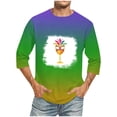 thumbnail image 1 of Rciityk Mens 3/4 Sleeve Shirts Tops Mardi Gras Plus Size Holiday Party Tees Tops Casual Loose Carnival Prints Crew Neck Blouses, 1 of 3