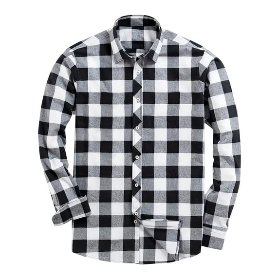 Rciityk Mens Long Sleeve Plaid Shirts Casual Button Up Regular Fits Turn Down Shirt Tops Fashion Lapel Blouse Shirt