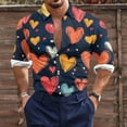 thumbnail image 1 of Rciityk Valentine's Day Men's Long Sleeve Button Up Shirts Fashion Casual Heart Printed Turn Down Regular Fits Shirt, 1 of 5