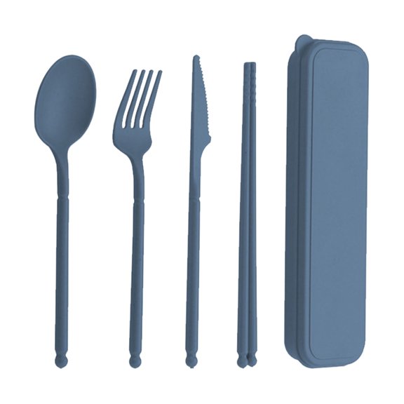 Spring Savings SHENGXINY Picnic Plastic Tableware Wheats Straw Knife, Fork and Spoon Three-piece Sets, Camping Out Convenient Tableware Sets, Children's Tableware Gifts Dark Blue