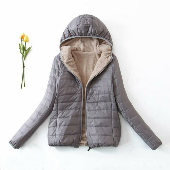 Spring Women Puffer Coats On s,Women Plus Sherpa Lined Hooded Puffer,Thicken Sherpa Jackets for Women Plus Size Outerwear,Long Sleeve Womens Puffer Jacket with Sherpa Lining