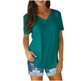 thumbnail image 1 of Spring Savings deals!Samickarr Summer Tops For Women 2024 Vacation Trendy Womens Tops On Clearance！Women Fashion Solid Color V-Neck Short Sleeve T-Shirt Blouse Tops, 1 of 6