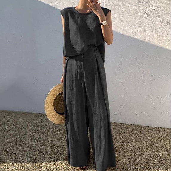 Spring Savingss GaThRRgYP Womens Sets Outfit under $10,Women's Summer Suit Fashion Short Sleeve Solid Color Trousers Casual Two-Piece Suit