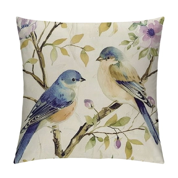 Spring Saying Flowers Butterfly Bird Throw Pillow Covers