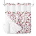 thumbnail image 1 of Spring Scenery No Hook Shower Curtain with Snap in Liner Country Pink Watercolor Flowers Leaves Birds Waterproof Bathroom Shower Curtain with See Through Top Window for Bathtub 72" x 72", 1 of 9