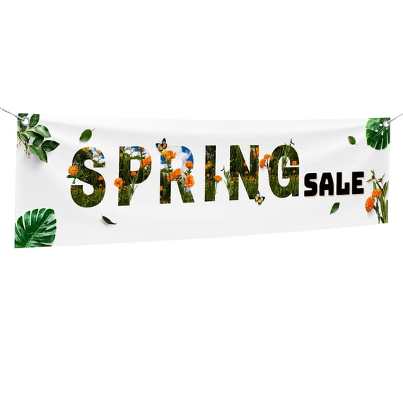 Spring Sele Large Banners and Signs for Outdoor by DreamController|Polyester Banner with 4 Holes for Easy Hang Indoor & Outdoor|4x1 Feet Banner to Promote Business Seles|HD Banner Made in USA