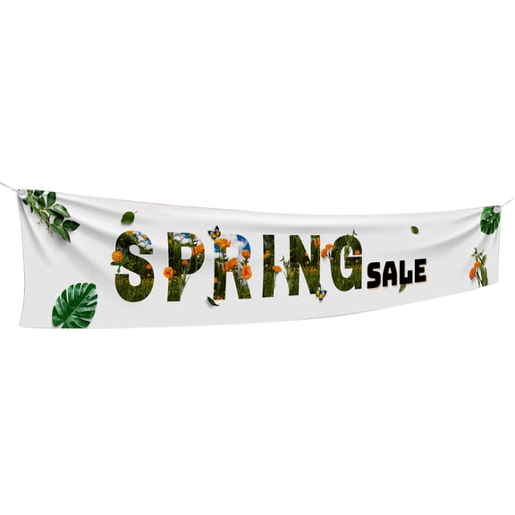 Spring Sele Large Banners and Signs for Outdoor by DreamController|Polyester Banner with 4 Holes for Easy Hang Indoor & Outdoor|6x1 Feet Banner to Promote Business Seles|HD Banner Made in USA
