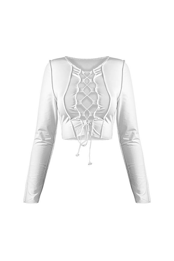 Spring Sexy Long Sleeve Lace Tight Jacket Women's Fashion T-Shirt Elegant Cut Out Design Comfortable Fit Outerwear