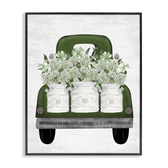 Stupell Industries Spring Shamrock Assortments Truck Black Framed Giclee Art, design by Lettered and Lined, 14 x 11