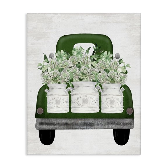 Stupell Industries Spring Shamrock Assortments Truck Canvas Wall Art, design by Lettered and Lined, 20 x 16