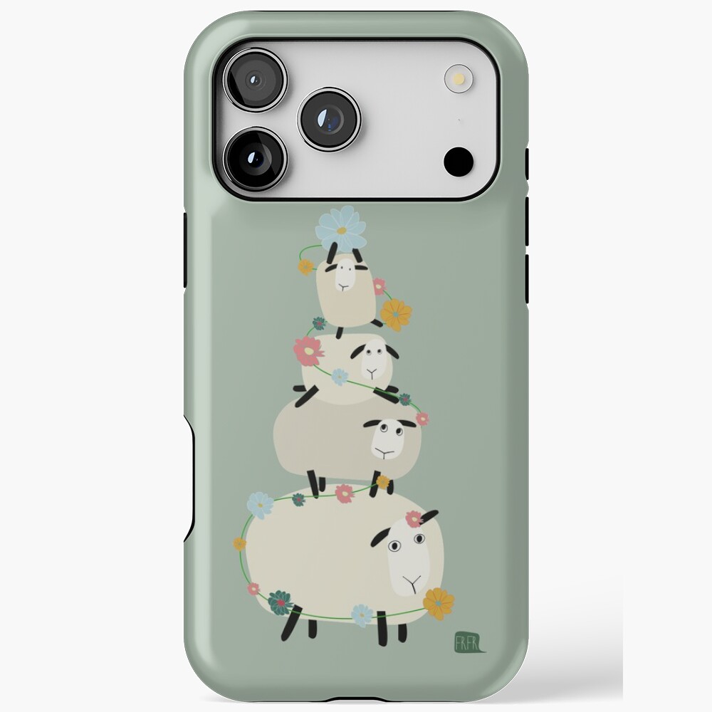 Sheep Case Spring Sheep Cute Farm Animal Art iPhone Case 17 through 11 Pro Max ...