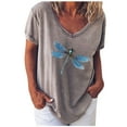 thumbnail image 1 of Spring Shirts for Women 2023 Trendy - Womens Dragonflies Print Tunic Spring 2023 Trendy Tees Shirts Short Sleeve Tops, 1 of 5