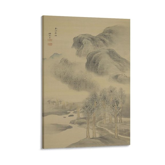 A Spring Shower in The Mountains by Yosa Buson Painting Poster Canvas Wall Art Poster Decorative Bedroom Modern Home Print Picture Artworks Posters 08x12inch(20x30cm)