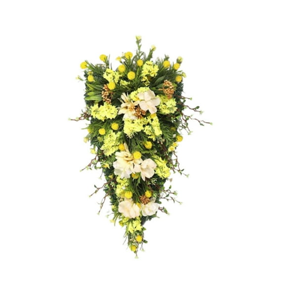 Spring Simulation Flower, Ongmies Spring Summer Front Door Teardrop Wreath Artificial Floral Wreath for Home Decor Spring Floral Door Wreath for All Seasons Home Decoration for Wall Door and Outside