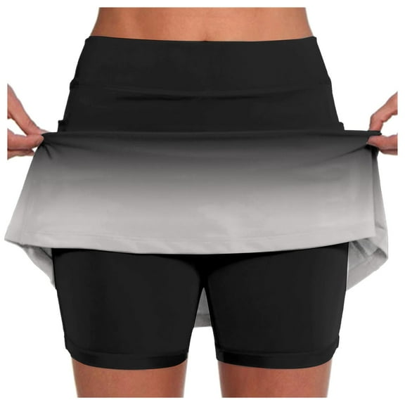 Spring Skirts for Women 2025 Gradient Color Elastic Waist Athletic Skorts Stretch Lightweight Tennis Skirt for Running Golf Workout,Grey,4XL