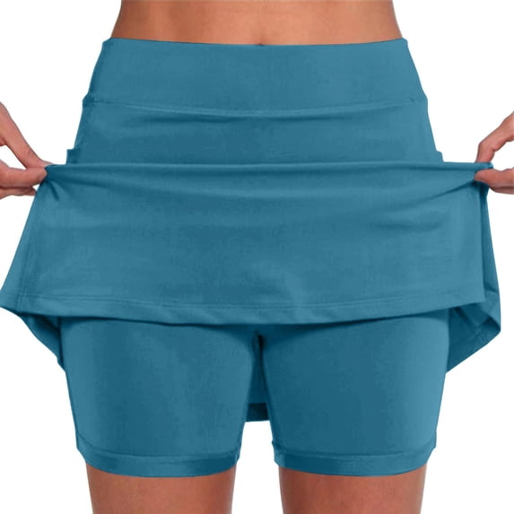 Spring Skorts for Woman 2026 Plus Size Skorts with Pockets Tummy Control Athletic Tennis Golf Skirt Dressy Causal Blue 3XL