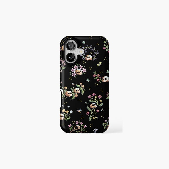 Spring Skulls Gothic Floral Skeleton Pattern Universal Phone Case for iPhone 11–17 Pro Max