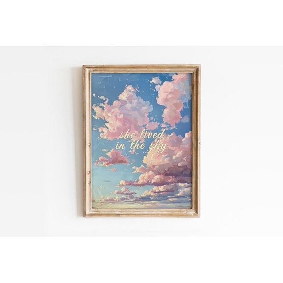 Spring Sky And Clouds Wall Art Print, Soft Dreamy Atmosphere And Peaceful Bedroom Decor
