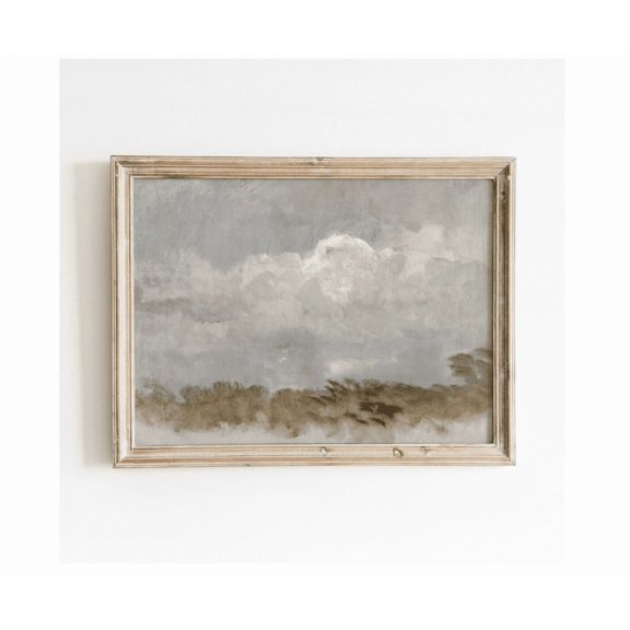 Spring Sky Vintage Cloud Study Landscape Painting Minimal Simple Artwork 820 Wall Art Modern Wall Decor