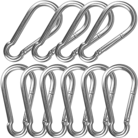 Spring Snap Hook Carabiner Heavy Duty| 304 Stainless Steel Clips Keychain Buckles| 2-1/2'' 3-1/8'' 4'' 5-1/2'' Length| Home Gym Garage Camping Swing Hammock Hiking etc (M12, 1/2'' Dia, 2-Pack)