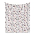 thumbnail image 1 of Spring Soft Flannel Fleece Blanket, Pattern with Doodles of Flowers and Butterflies Hand Drawn Curvy Ornamental Elements, Cozy Plush for Indoor and Outdoor Use, 50" x 60", Multicolor, by Ambesonne, 1 of 6