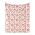 thumbnail image 1 of Spring Soft Flannel Fleece Blanket, Watercolor Cottage Flowers on Polka Dotted Pale Colored Background Nature, Cozy Plush for Indoor and Outdoor Use, 60" x 80", Pink Peach and Cream, by Ambesonne, 1 of 6