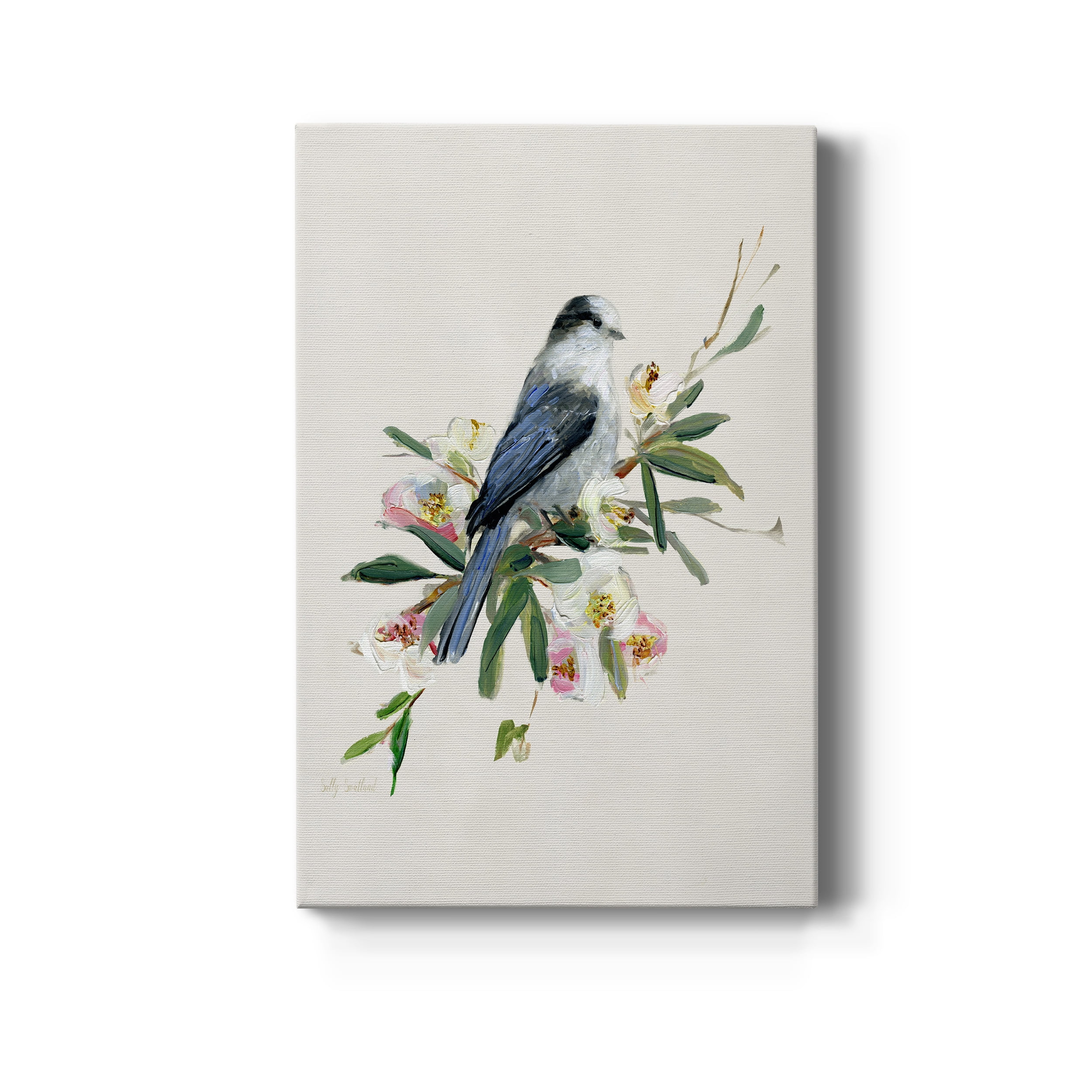 Spring Song Gray Jay Premium Gallery Wrapped Canvas - Ready to Hang - 24 x 36